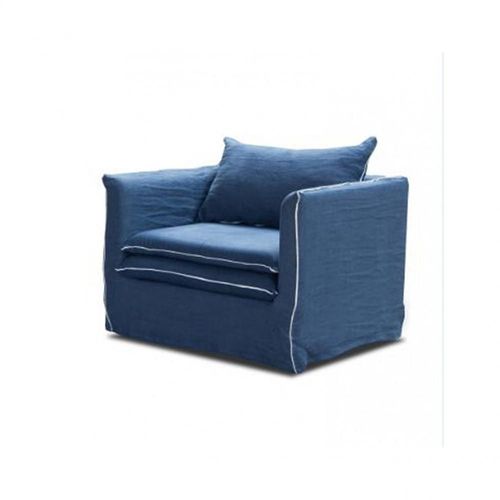 Cartagene - Fauteuil En Lin Bleu - 80 Cm