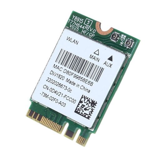 Carte adaptateur sans fil Dell 1820 DW1820 WLAN WiFi 802.11AC + BT 4.1 M.2, carte WIFI D4V21, Kit d'accessoires W3JD