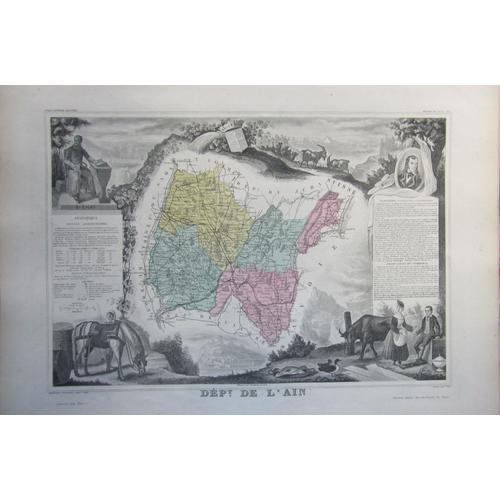 Carte Atlas Levasseur 1861 Departement De L'ain