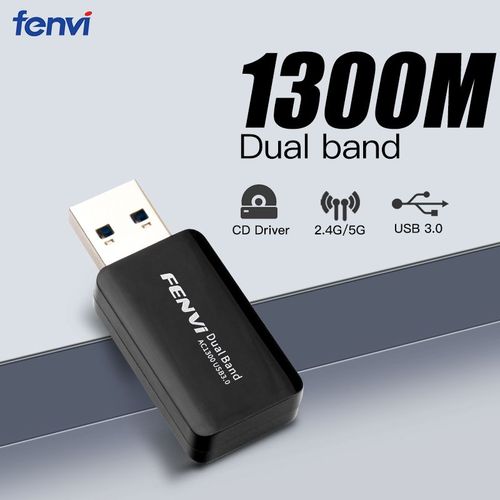 Carte de 1300 m USB3.0 - adaptateur WiFi Bnad double, 1300Mbps, 802.11ac, Dongle Wlan 2.4g/5g, carte sans fil pour windows 7/8/10/Mac OS pour ordinateur portable/bureau