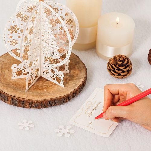 Carte De Joyeux Nol En 3d 1 Pice Cartes Laser  Flocons De Neige Bote Pop Up Artisanale En Papier Pour Fte Cartes De VUx Au Nouvel An