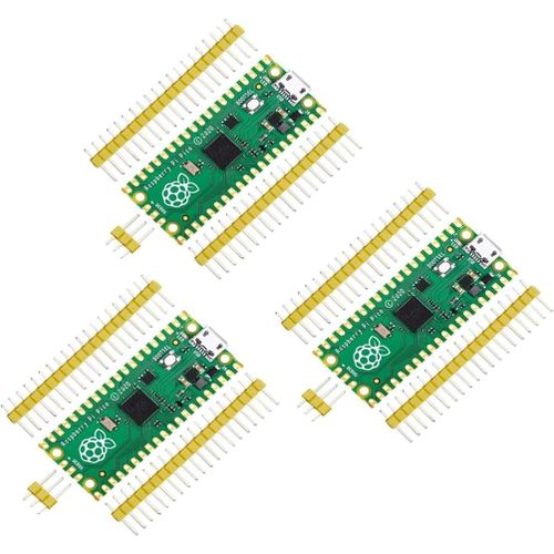 Carte de microcontrleur Flexible Raspberry Pi Pico base sur Le processeur Raspberry Pi Dual-Core Arm Cortex M0+, Prend en Charge C/C++/Python, avec en-ttes de Broches Assortis,3 Pcs.[V191]