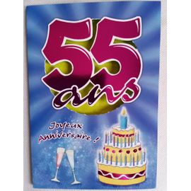 Carte De Voeux Anniversaire 55 Ans Bleu 17 X 12 Cm Carte Double Avec Message Enveloppe Tendance Editions Adulte Rakuten