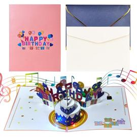 Carte de voeux d'anniversaire 3D avec musique : carte d'anniversaire avec  musique et lumière, bougie soufflable pop-up cadeaux femmes - Confession  romantique lettre d'amour avec enveloppe d'invitation