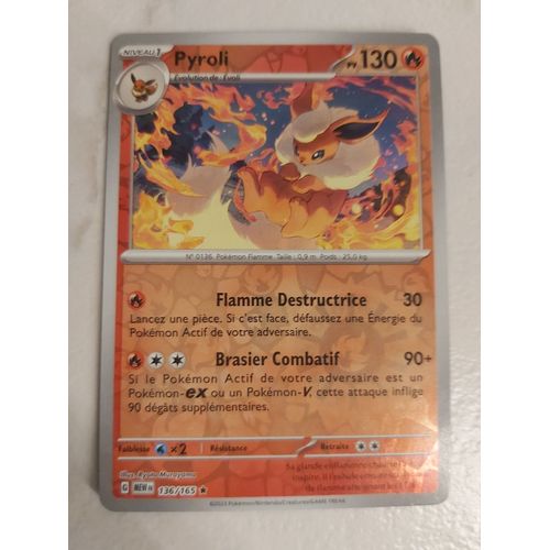 Carte Franaise Pokemon 151 Pyroli Holo-Reverse 136/165