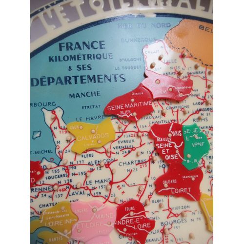 Carte Gographique Publicitaire Plastique Baklite L'toile Des Alpes (Chane De Superette, Chambry Savoie) Vintage 1950-1960 France Kilomtrique Et Ses Dpartements Puzzle 54 Pices