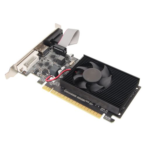 Carte graphique GT210 1G DDR3 avec ventilateur de refroidissement prise en charge 64 bits Interface multimédia VGA DVI HD carte graphique DirectX10.1 PC