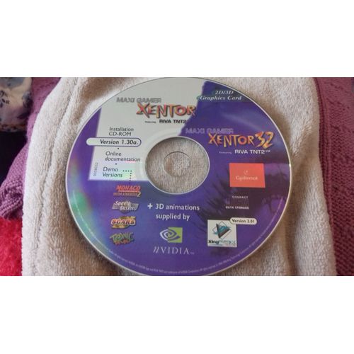 Carte Graphique Guillemot Maxi Gamer Xentor 16 & Xentor 32 avec GPU Nvidia TNT2 Ultra: CD-ROM d'installation original vendu seul [Test OK] pour collectionneur averti.