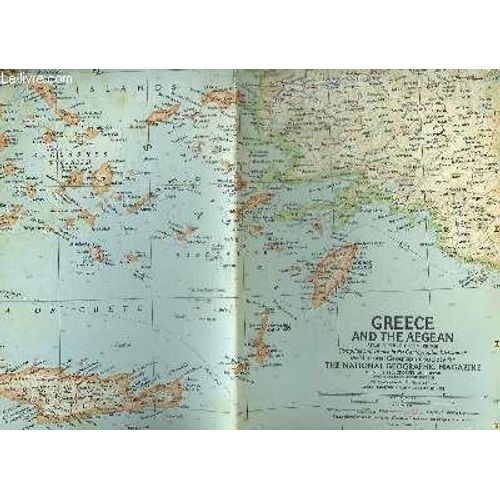 Carte . Greece And The Aegean. de The National Geographic Magazine.