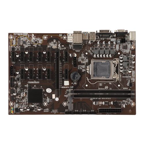 Carte mère minière prenant en charge 12 Ports PCIE, 2 DDR4 DIMM LGA1151 4 SATA3.0, prise en charge maximale de 16 go de carte mère PC pour ordinateur de bureau