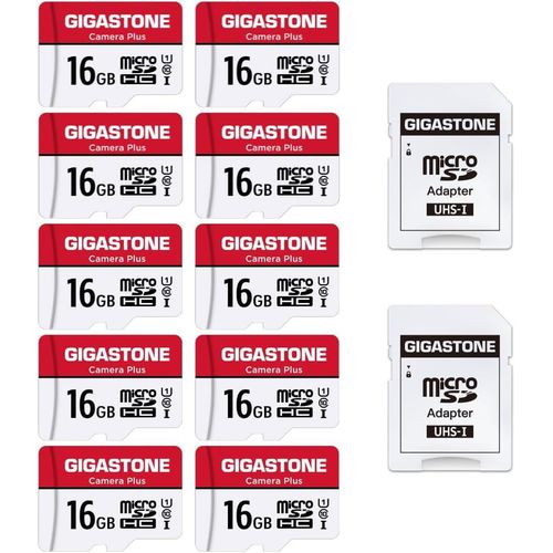 Carte Mmoire 16 Go Lot De 10 Cartes,Camra Plus Srie,Vitesse Allant Jusqu' 85 Mo/S. Idal Pour Full Hd Vido Gopro Camra Drone U1 C10 Carte Micro Sdhc Avec Mini tui Et Adaptateur Sd.