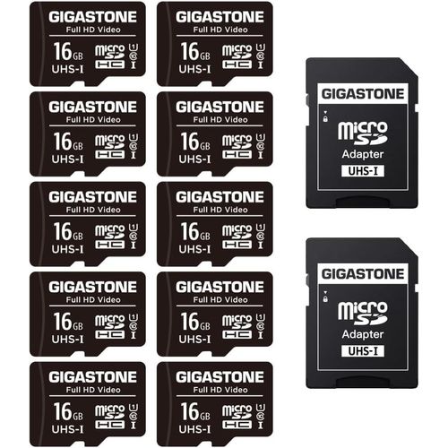 Carte Mmoire 16 Go Lot de 10 Cartes,Haute Vitesse de Lecture allant jusqu' 85 Mo/s. idal pour Switch Full HD Vido Camra Drone,U1 C10 Carte Micro SDHC avec 4 tuis et 2 adaptateurs SD