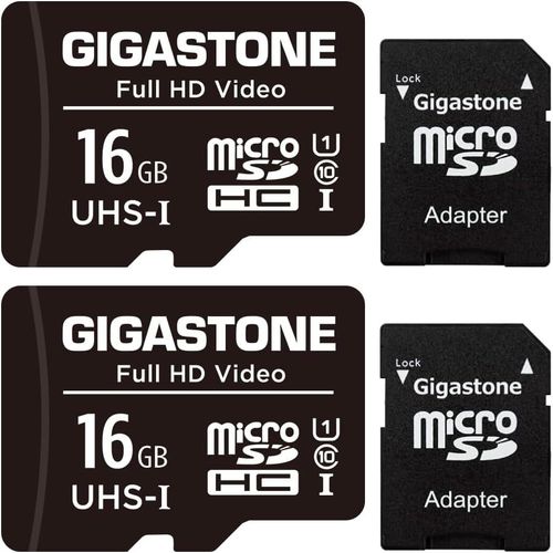 Carte Mmoire 16 Go Lot De 2 Cartes, Compatible Avec Gopro Drone Camra Tablette Samsung, Haute Vitesse Idal Pour Full Hd Vido, U1 C10 Carte Micro Sdhc Avec Mini tui Et Adaptateur Sd.