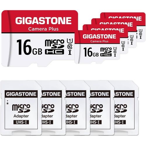 Carte Mmoire 16 Go Lot De 5 Cartes,Camra Plus Srie,Vitesse Allant Jusqu' 85 Mo/S. Idal Pour Full Hd Vido Gopro Camra Drone,U1 C10 Carte Micro Sdhc Avec Mini tui Et Adaptateur Sd.
