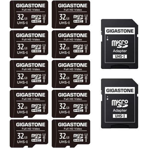 Carte Mmoire 32 Go Lot De 10 Cartes,Haute Vitesse De Lecture Allant Jusqu' 90 Mo/S. Idal Pour Drone Full Hd Vido Camra Android U1 C10 Carte Micro Sdhc Avec 4 tuis Et 2 Adaptateurs Sd