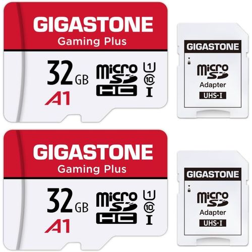 Carte Mmoire 32 Go Lot de 2 cartes,Gaming Plus Srie,Vitesse de lecture allant jusqu' 90 Mo/s. pour Full HD Vido Switch Gopro,A1 U1 C10 Carte Micro SDHC avec Mini tui et Adaptateur SD