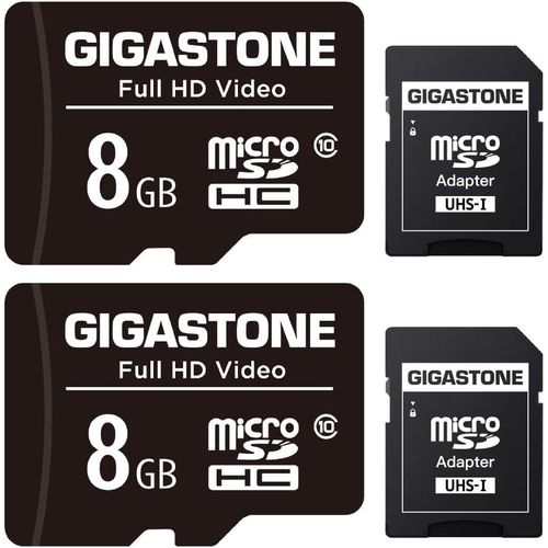 Carte Mmoire 8 Go Lot de 2 Cartes,Compatible avec Android Gopro Camra Samsung,Haute Vitesse idal pour Portable Full HD Vido,U1 C10 Carte Micro SDHC avec Mini tui et Adaptateur SD.