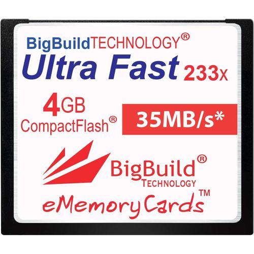 Carte mmoire eMemoryCards 4 Go Ultra Fast 35 Mo/s CompactFlash Compatible avec Canon 10D/20D/30D/40D/50D/1D/1Ds/5D/5Ds/7D Mark I/II/III/IV,Nikon D,Olympus E,Sony Alpha,Leica S Camras