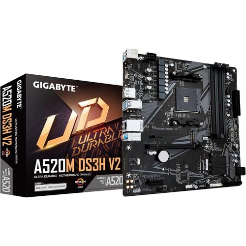 Carte Mre A520M Ds3H V2-Prend En Charge Les Processeurs Amd Ryzen Srie 5000 Am4,Jusqu' 4733 Mhz Ddr4(Oc),Pcie 3.0 X16,Lan Gbe,Usb 3.2 Gen 1