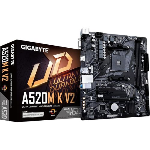 Carte Mre A520M K V2-Prend En Charge Les Processeurs Amd Ryzen Srie 5000 Am4,Jusqu' 5100Mhz Ddr4(Oc),Pcie Gen3 X4 M.2,Lan Gbe,Usb 3.2 Gen 1