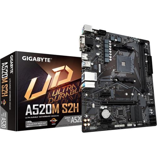 Carte Mre A520M S2H-Prend En Charge Les Processeurs Amd Ryzen Srie 5000 Am4,Vrm Numrique Pur 4+3 Phases,Jusqu' 5100 Mhz Ddr4(Oc),Pcie 3.0 X4 M.2,Lan Gbe,Usb 3.2 Gen 1