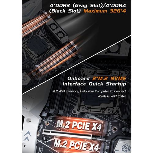 Carte MRe X99 TF Q avec XEON E5 2666 V3 CPU MOS FAN DDR3 DDR4 RECC Kit Combin de MMoire NVME SATA 3.0 USB3.0