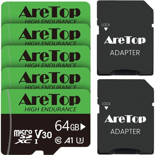 Carte Micro Sd 64Go, Carte Sd Lot De 5, Sdxc, U3, V30, C10, Uhs-I, Carte Mmoire Avec Adaptateur Pour Tablette/ one/Dash Cam/Camera/Phone/Nintendo-Switch/PcLecture imale 100 M[Gopro1459]