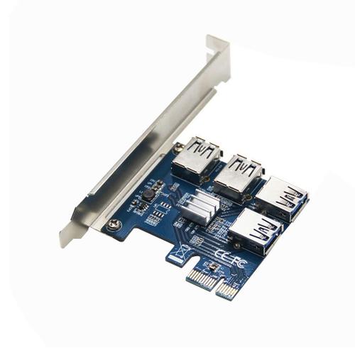 Carte Pcie Pci Express Riser 1  4 Usb 3.0, Adaptateur Hub, Carte D'Extension  4 Ports Pour Winxp/Win7/Win8/Win10