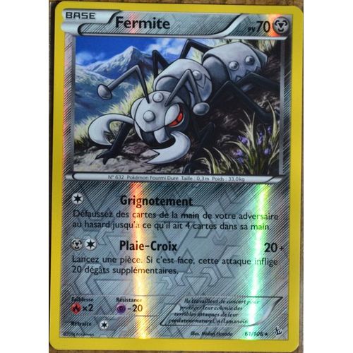 Carte Pokmon 61/106 Fermite 70 Pv - Reverse Rare Xy tincelles Neuf Fr