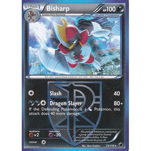 CARTE POKEMON BISHARP ( SCALPROIE DE TEAM PLASMA ) 73/116 RARE
