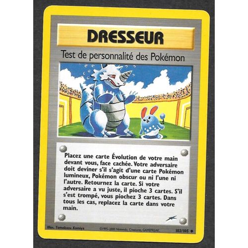 Carte Pokmon Dresseur 102/105 - Test De Personnalit Des Pokmon