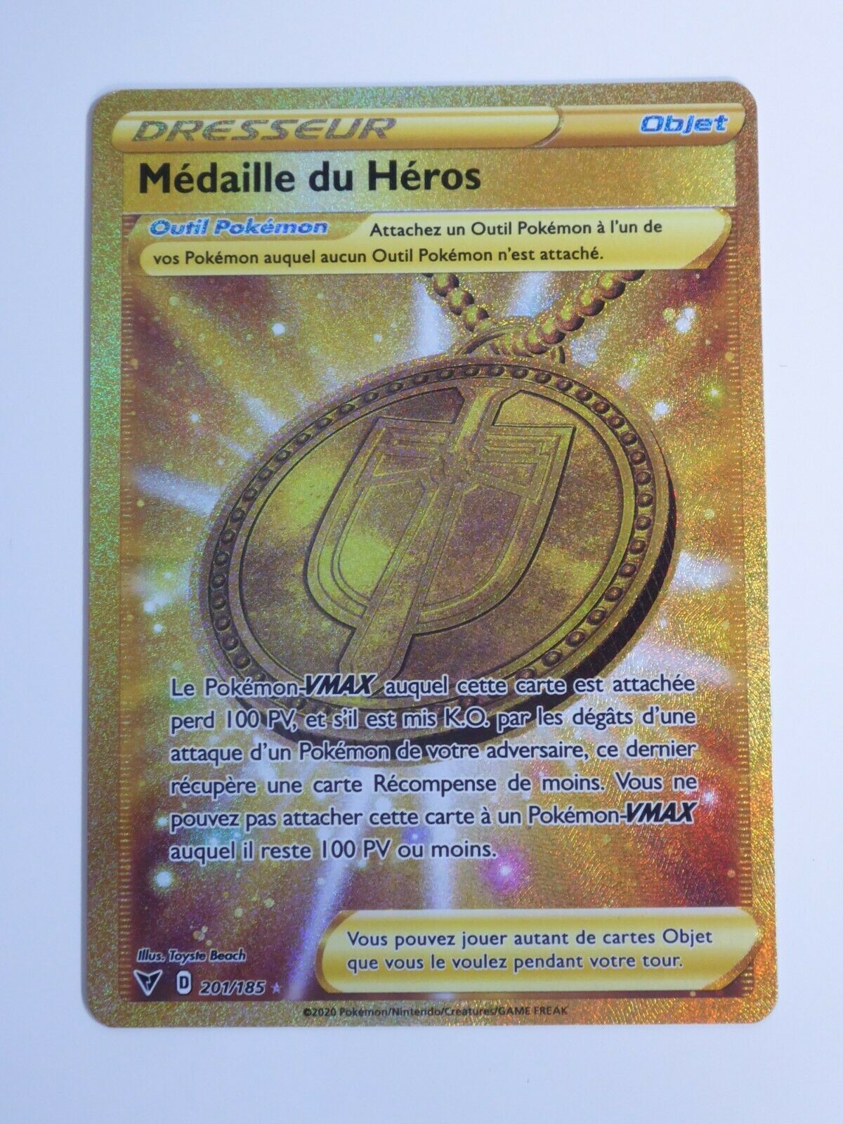 Carte Pokémon Médaille du héros secrète 201/185 EB4 Voltage Eclatant Neuve FR 