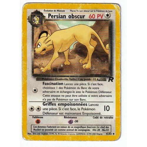 Carte Pokemon Persian Obscur