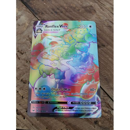 Carte Pokemon - Ronflex Vmax - Ultra Rare - Rainbow -206/202 - 340 Pv ...