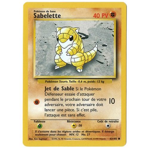 Carte Pokmon - Sabelette 62/102