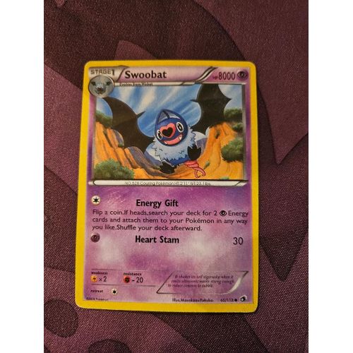 Carte Pokmon Swoobat 65/113 Stage 1 De La Srie Legendary Treasures Hp 8000
