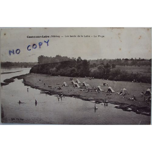 Carte Postale Ancienne De Cosne-Sur-Loire (Nivre) : Les Bords De La Loire - La Plage .Edit.Vve Roy. Au Verso Timbre Semeuse 25c 1927 Oblitr.
