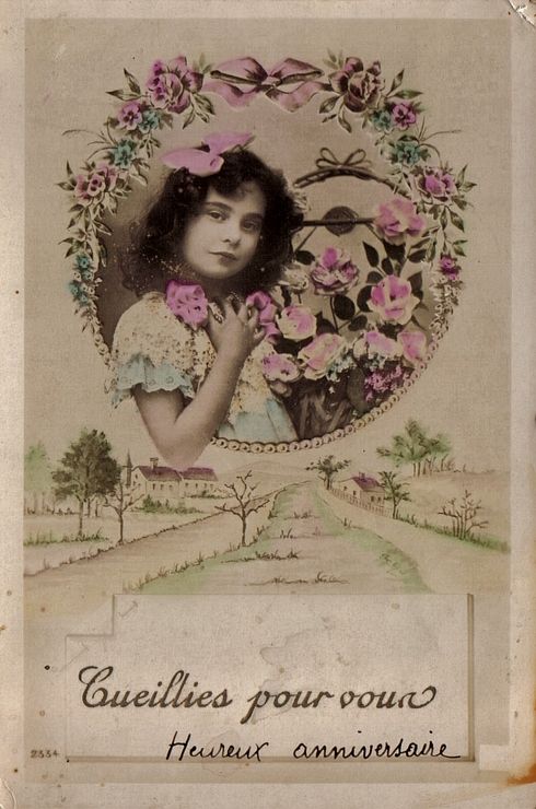 Carte Postale Ancienne France Fete Anniversaire Fille Fleurs Cueillies Pour Vous Rakuten