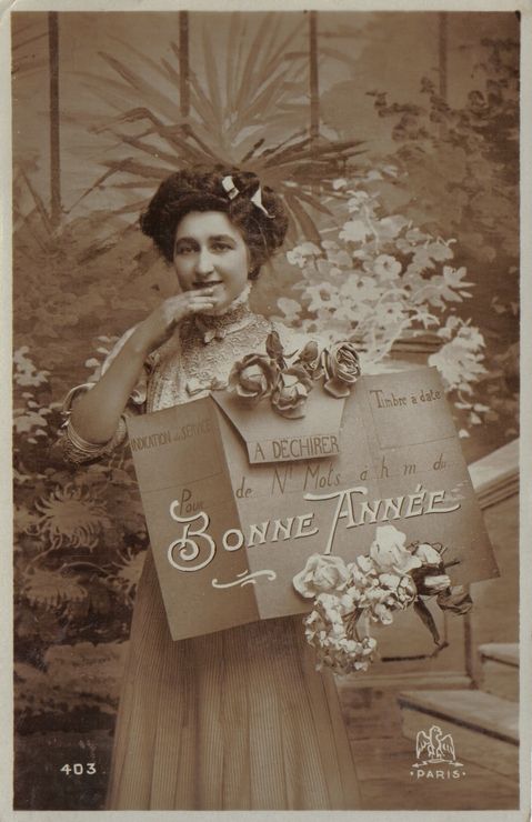 Carte Postale Ancienne France Voeux Bonne Annee Femme Fleurs Telegramme Obliteration Du 30 12 1911 Rakuten