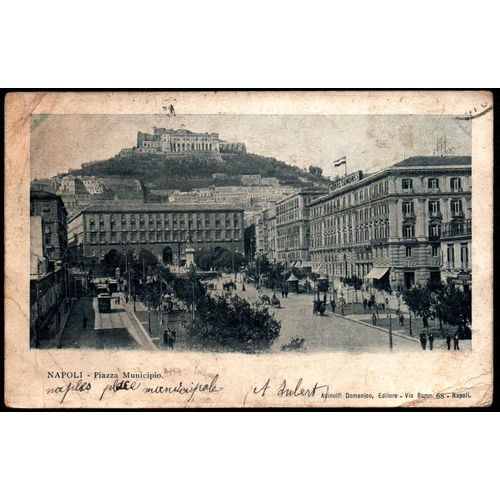 Carte Postale Ancienne, Italie, Napoli - Naples, Piazza Municipio