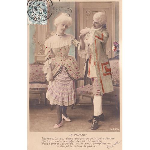 Carte Postale Ancienne Un Couple En Habit De Cour Dansant La Pavane Au Debut Du Siecle Dernier  Voyage En 1905