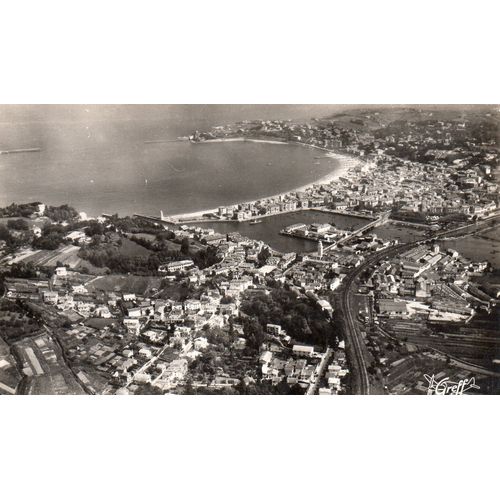 Carte Postale Noir Et Blanc -N 724 En Pays Basque - Saint Jean De Luz Vue Aerienne - Ensemble De Ciboure - Le Port - La Plage -Editions Greff- Serp Pilote Operateur - R. Henrard- Photo Veritable -