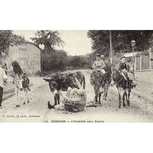 Carte Postale Noir Et Blanc - Reproducion D'une Carte Ancienne - Theme Humour - N 23 Robinson - 92 - Hauts De Seine -L'omelette Sans Beurre