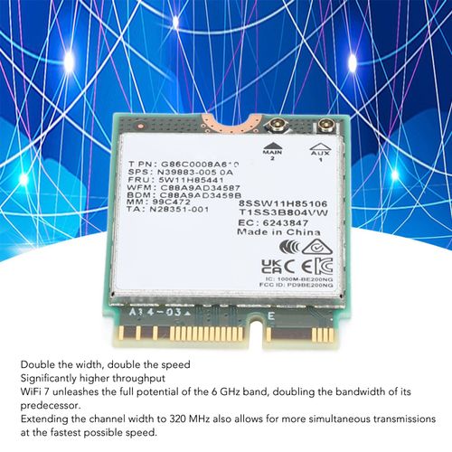 Carte réseau BE200NGW WiFi 7 pour Intel BE200 8774Mbps prend en charge MU MTMO Bluetooth 5.4 carte WiFi pour Windows 10 11