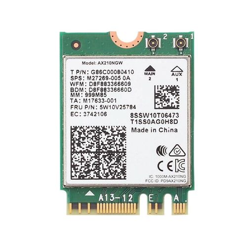 Carte rseau Ax210 Ax210ngw M.2 Ngff 2.4ghz / 5g Wi-fi 6e 2400mbps Carte Wifi 802.11ax Bluetooth 5.2 W