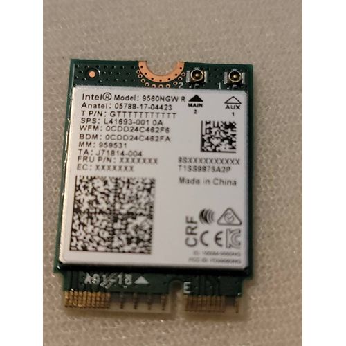 carte rseau double bande Carte rseau sans fil Bluetooth5.0 802.11ac M.2 Adaptateur Wifi avec antenne 9560NGW 1730Mbps-9g