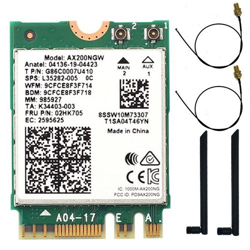Carte rseau Intel Wi-Fi 6E AX200 AX200NGW 802.11ax/ac MU-MIMO 2x2,double bande,2.4Gbps,NGFF M.2,Bluetooth 5.1 - Type ax200 8DB 2pcs