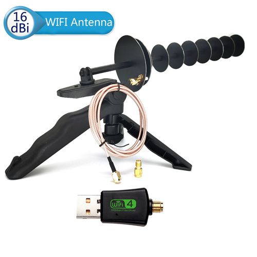 Carte rseau sans fil pour ordinateur,antenne directionnelle Yagi,rception ou transmission du signal Wi-Fi,adaptateur USB Mini PCIE,12dBi,2.4G - Type USB and 16db Antenna