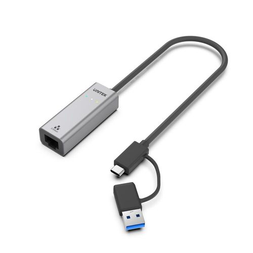 carte rseau USB 3.2 Type C vers RJ45 Lan,2500 mb/s,adaptateur Ethernet,pour ordinateur portable Windows 7/8/10 XP - Type Silver