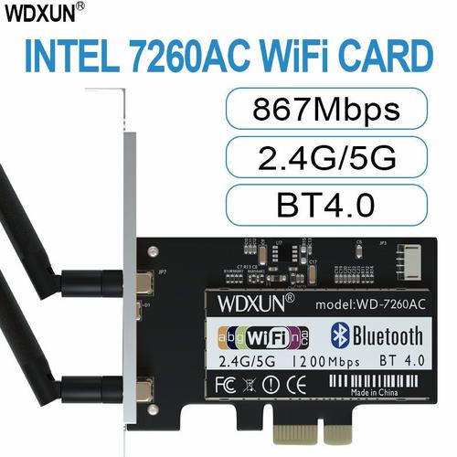 Carte Rseau Wi-fi Pcie Express 7260ac, 2.4/5ghz, Bluetooth 867, 4.0 (ac-7260), Pour Ordinateur De Bureau